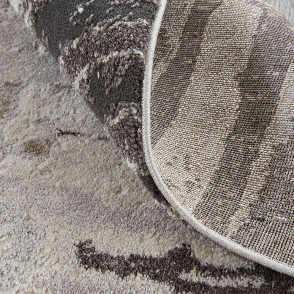 Weave & Wander Kayden Contemporary Abstract Rug, Gray/Charcoal, 4' X 6'