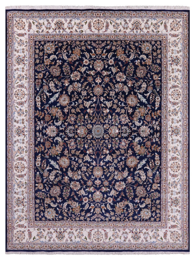 7' 10" X 10' 2" Persian Nain Wool and Silk Handmade Rug Q9315