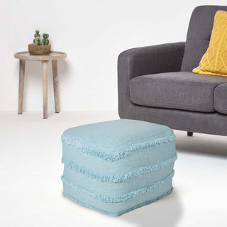 Solid Textured Stripe Pouf Ottoman