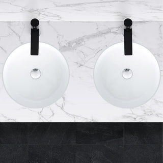 STYLISH 16" Round Undermount Ceramic Bathroom Sink With 2 Overflow Finishes