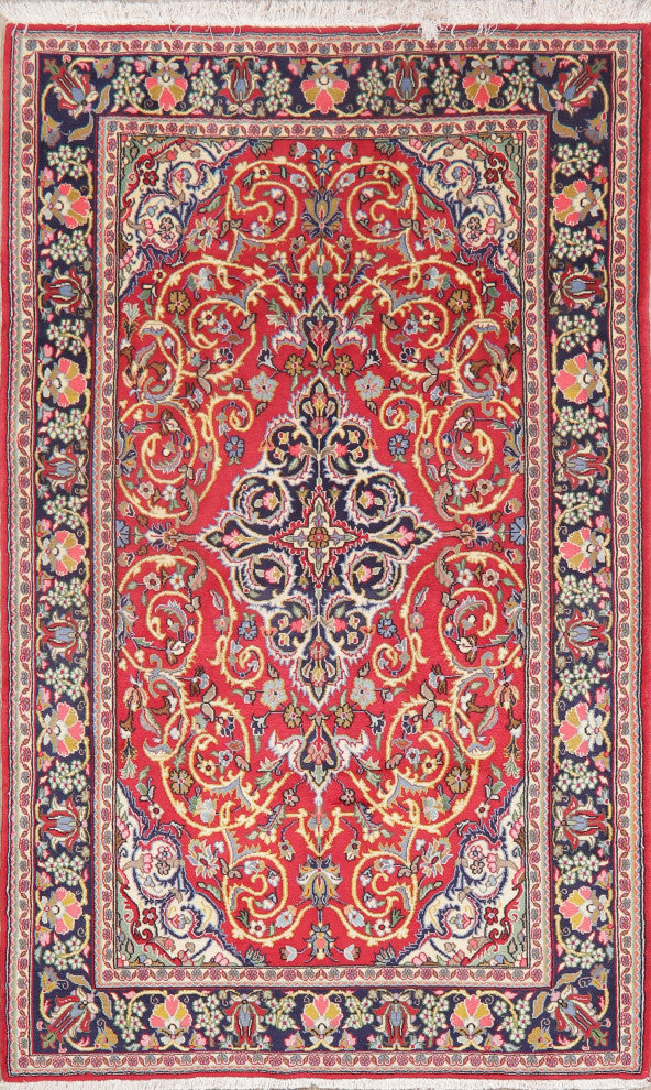 Kashan Oriental Traditional Persian Hand Made Area Rug, Red, 6'11"x4'4