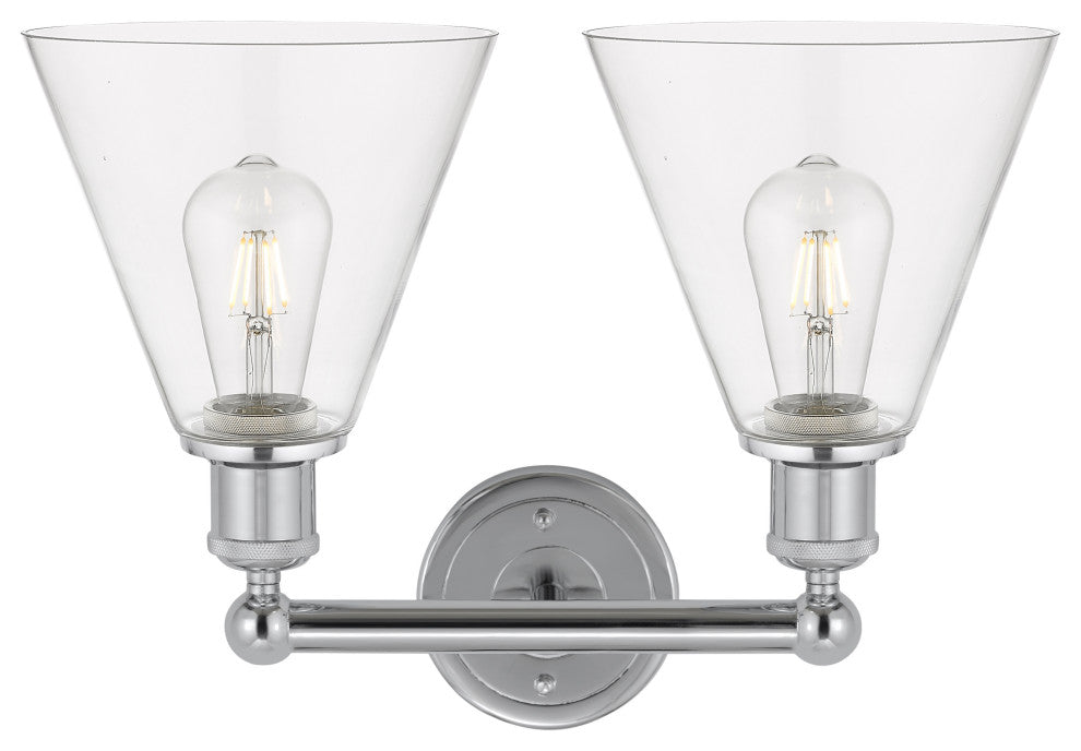Berkshire 2-Light 17" Bath Vanity Light, Polished Chrome Finish, Clear Shade