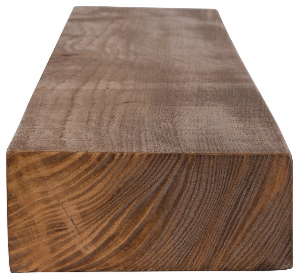 Solid Timber Floating Mantel Shelf, Aged Oak, 36"