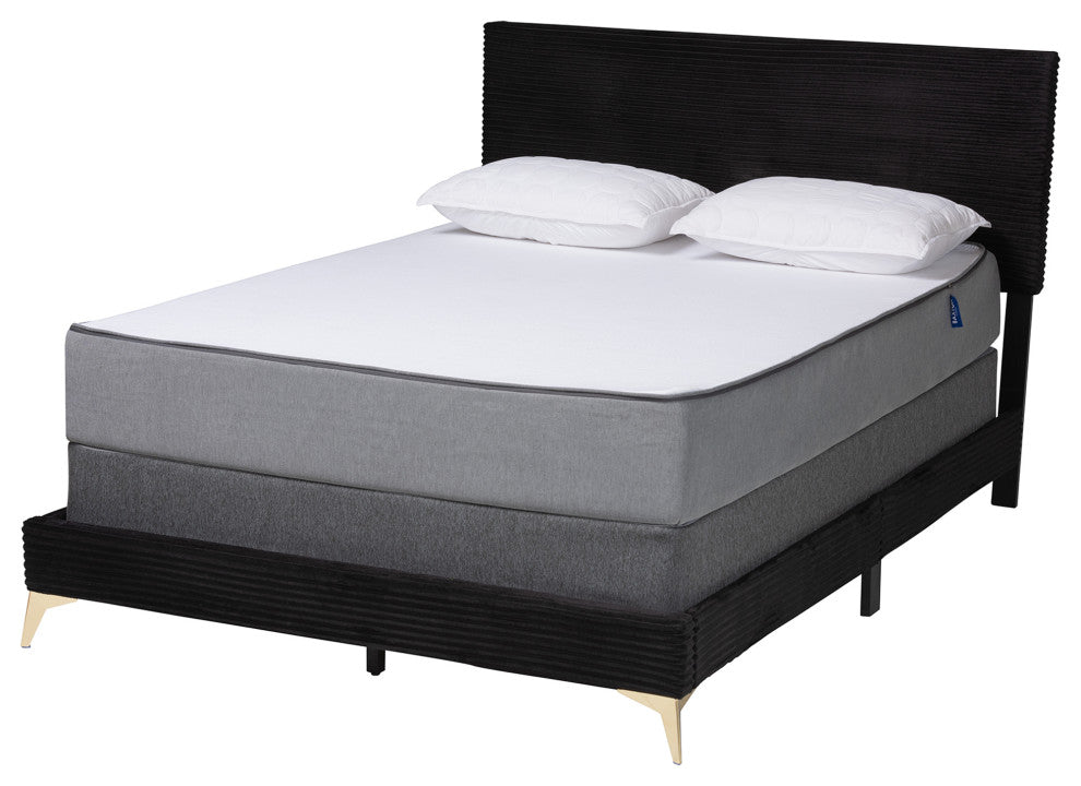 Liberty Velvet Queen Size Panel Bed, Black