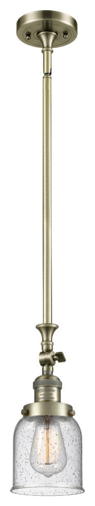 1-Light Small Bell 5" Pendant, Antique Brass, Glass: Seedy