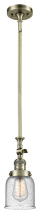 1-Light Small Bell 5" Pendant, Antique Brass, Glass: Seedy