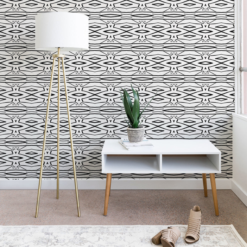 Deny Designs Viviana Gonzalez Modern Improvisation 02 Wallpaper, Black, 2'x4'
