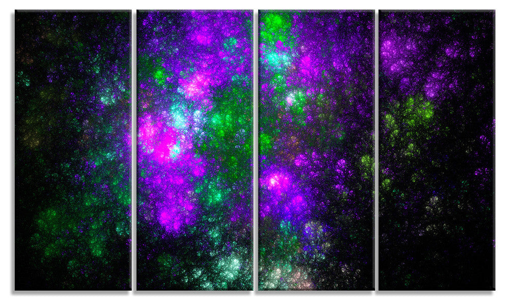 Explosion Supernova Fractal Art, Abstract Canvas Art Print, 48"x28", 4 Panels