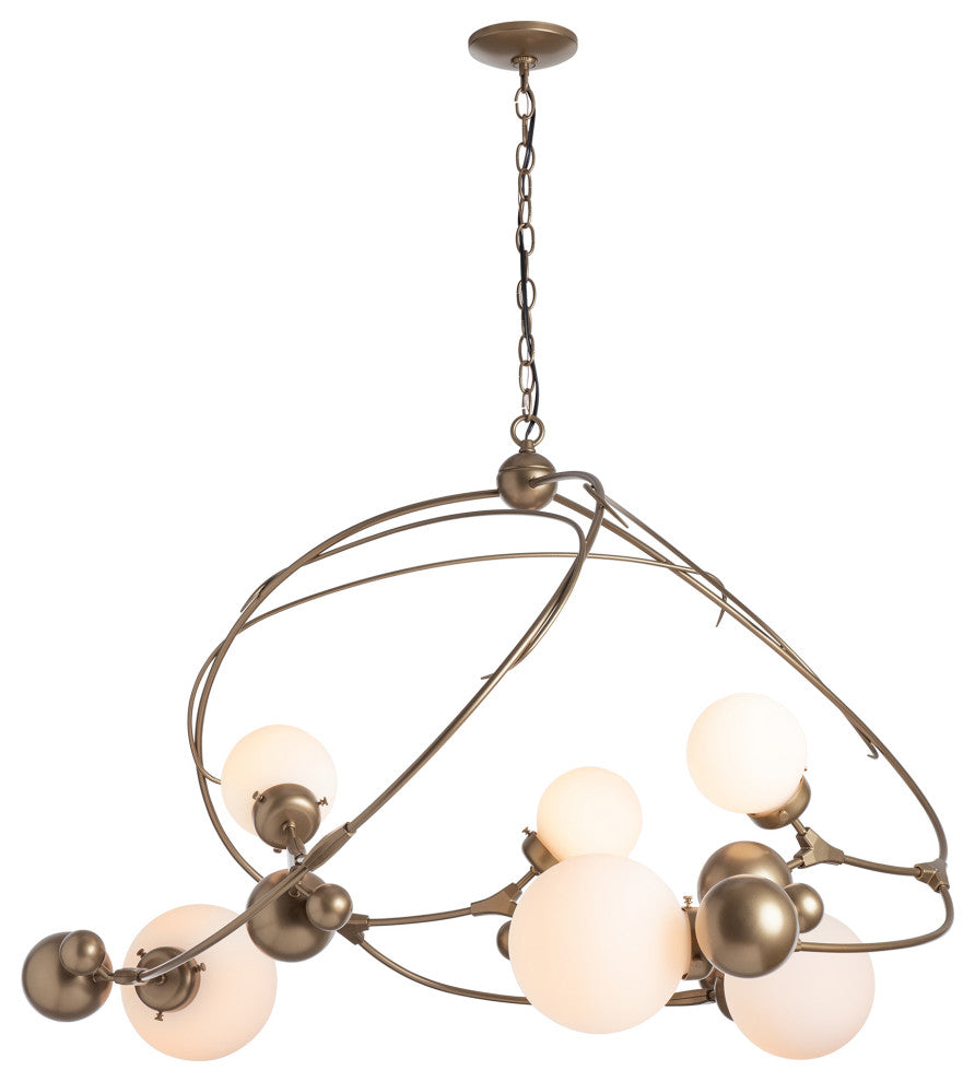 Sprig Circular Pendant, Soft Gold Finish, Opal Glass
