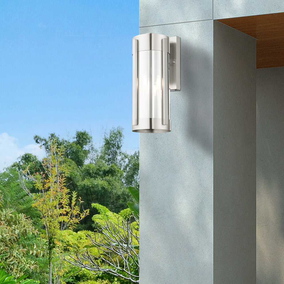 Livex Lighting Sheridan 3 Light Brushed Nickel Large Outdoor Wall Lantern
