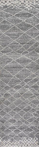 Asilah Moroccan Modern Diamond Runner Rug, Gray, 2 X 8