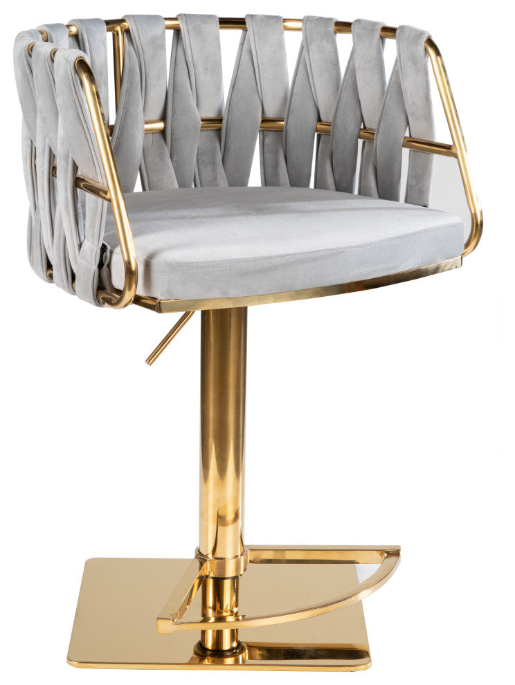 Milano Adjustable Swivel Bar Chair Stool, Gold