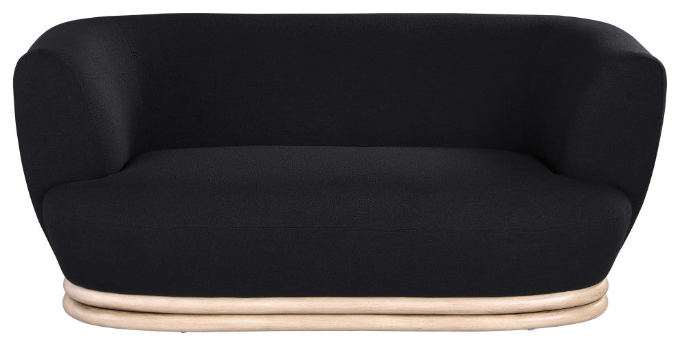 Kipton Boucle Fabric Upholstered Loveseat, Black