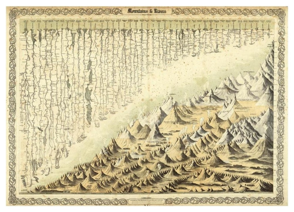 "Mountains & Rivers, 1856" Digital Paper Print by G.W. Colton, 46"x33"