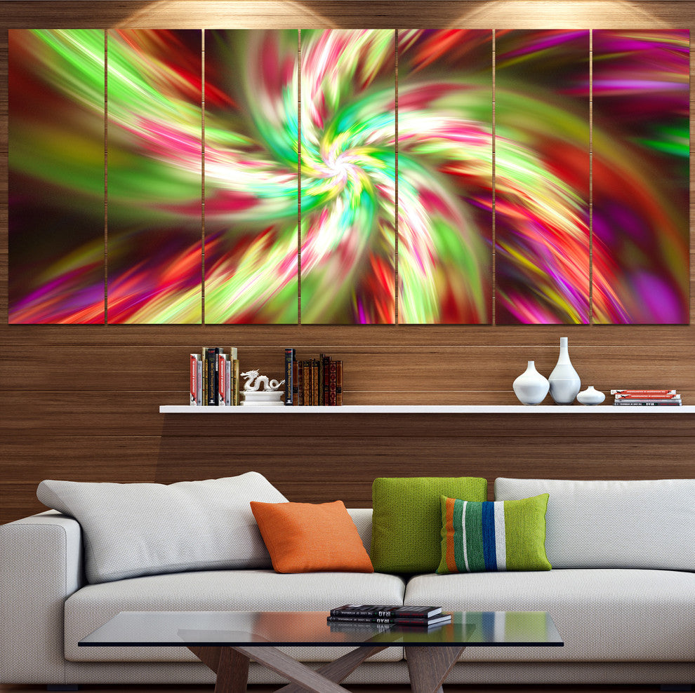 Exotic Multi Color Flower Petal Dance, Floral Canvas Print, 83"x32", 7 Panels