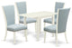 A Dinette Set Of 4 Chairs, Drop Leaf Rectangle Table, Linen White