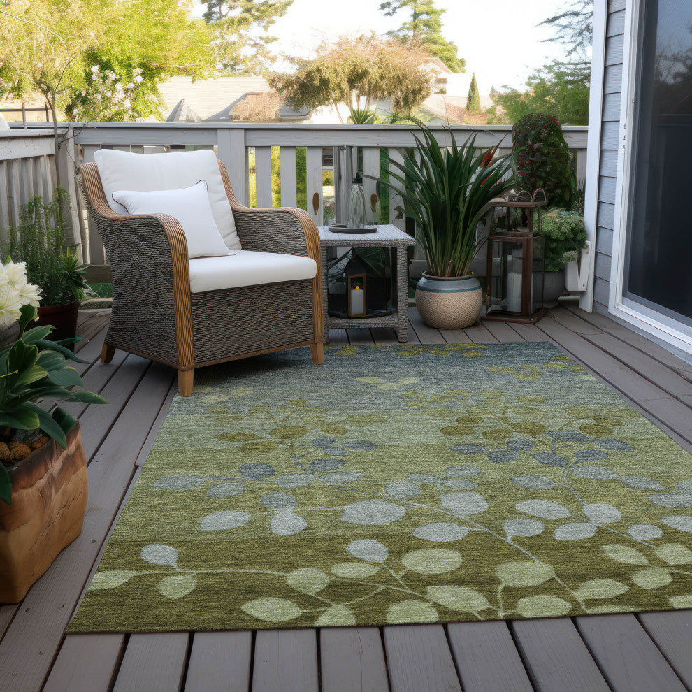 Machine Washable Indoor/Outdoor Chantille ACN1900 Olive 2'6" x 3'10" Rug