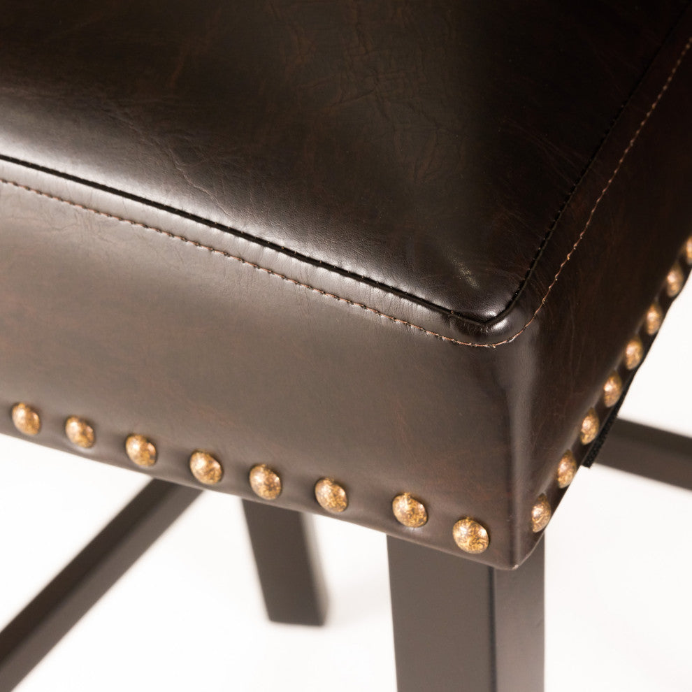 William Contemporary Bonded Leather Barstools, Set of 2