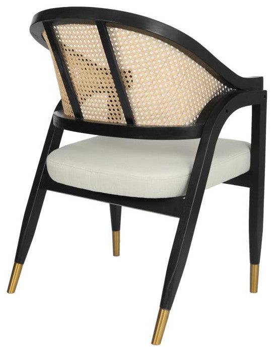 Naomi Commercial Cane Rattan Dining and Accent Chair, Black