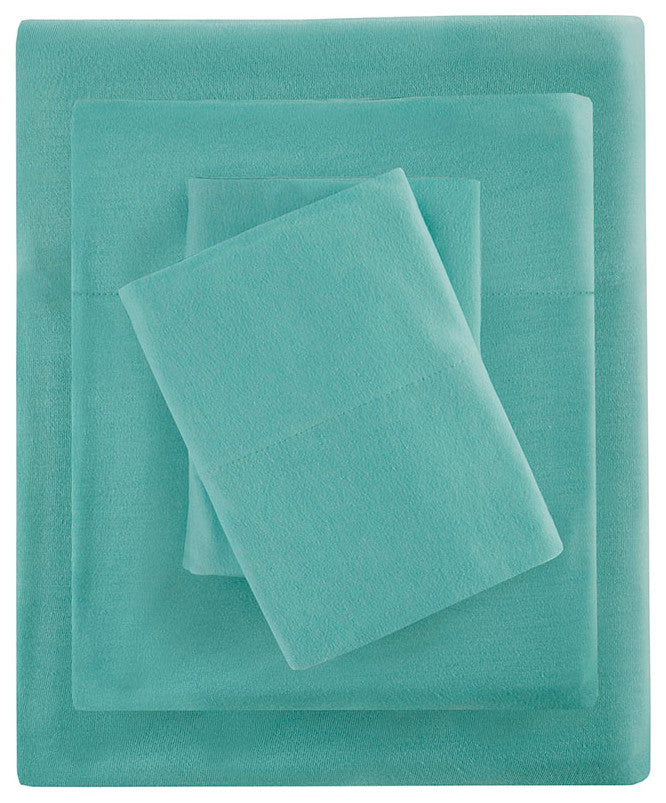 Intelligent Design Cotton Blend Jersey Knit All Season Sheet Set, Aqua