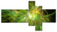 Green on Black Fractal Illustration, Abstract Canvas Print, 60"x32", 5 panels