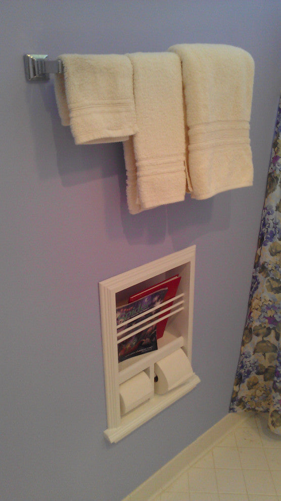 Montclair Combination Toilet Paper Holder Recessed Magazine Rack, Primed Gray