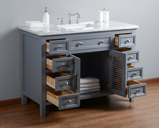Stufurhome Genevieve Bathroom Vanity, Gray, 48" Single Sink