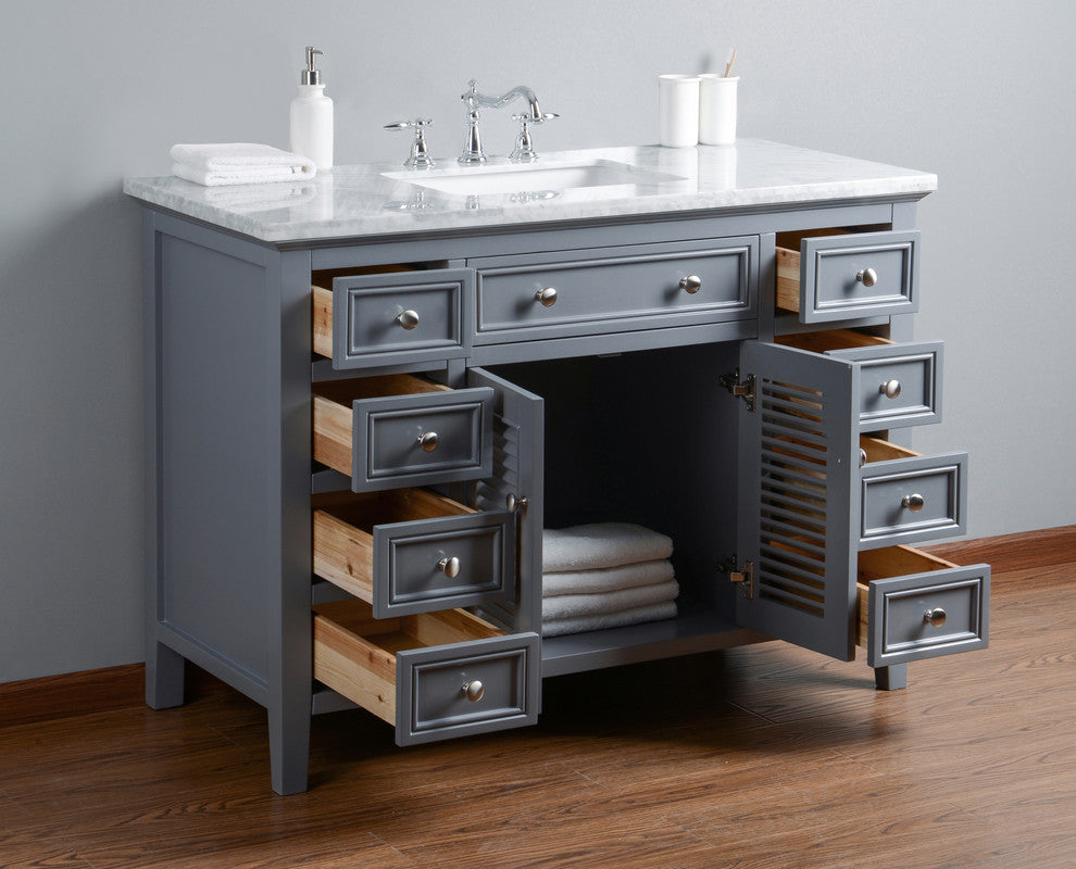 Stufurhome Genevieve Bathroom Vanity, Gray, 48" Single Sink