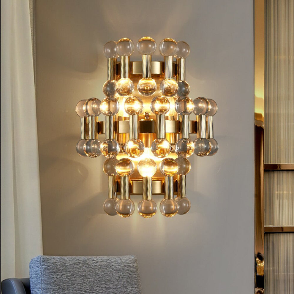 Coruna | Modern colorful design sconce for bedroom, Round Crystal