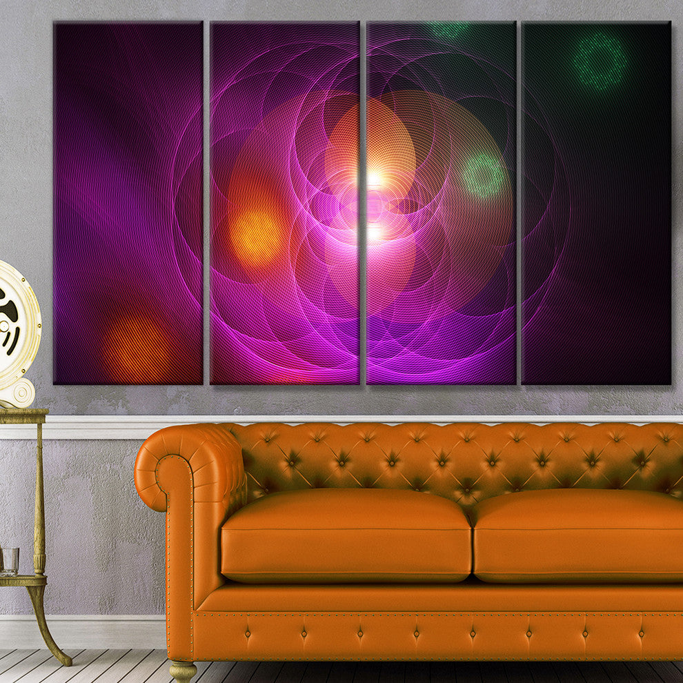 Merge Colored Spheres., Contemporary Canvas Art Print, 48"x28", 4 Panels