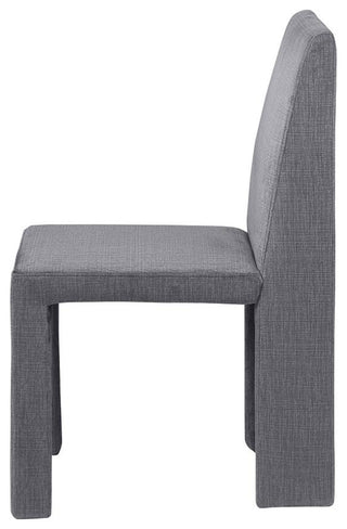 Set of 2 Fully Upholstered Dining Side Chairs With Solid Back, Gray