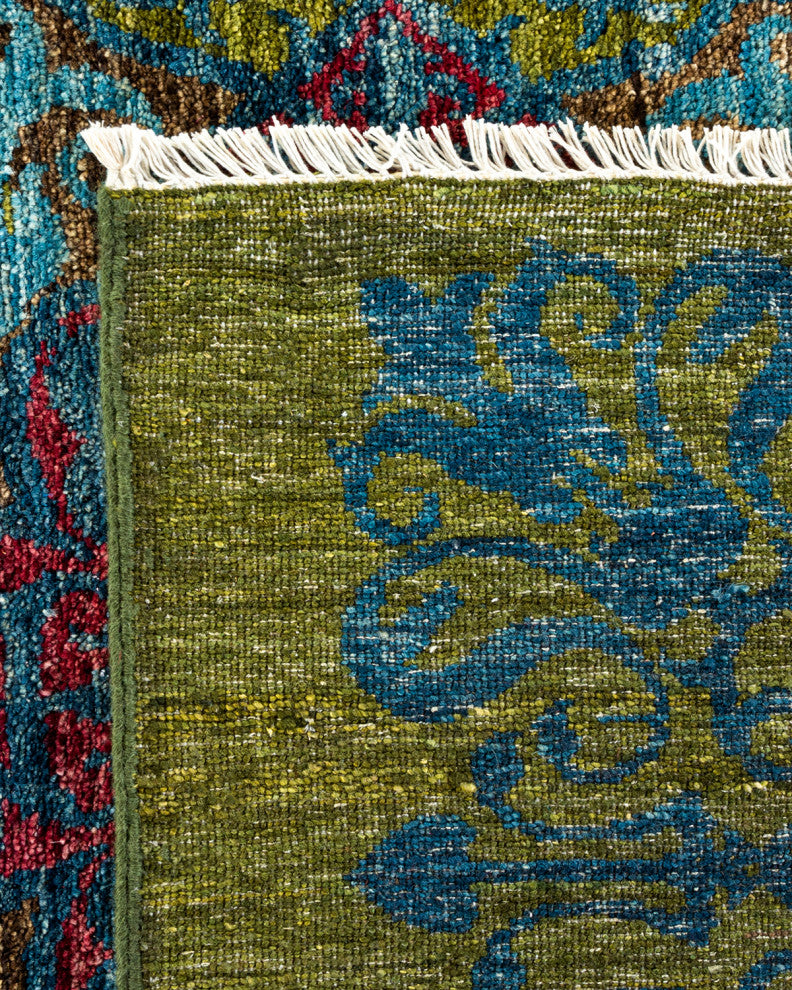 Suzani, One-of-a-Kind Handmade Area Rug Green, 22' 6" x 12' 2"