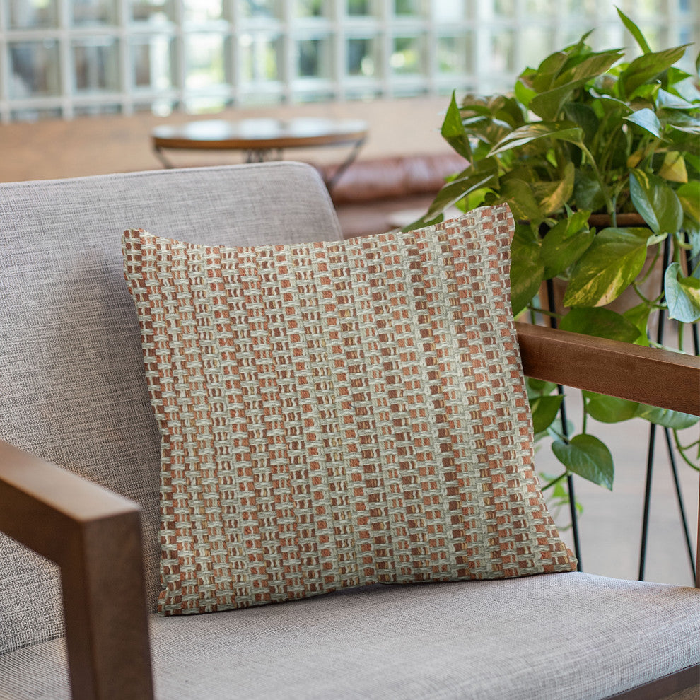 Plutus Multi-Color Weave Stripe Luxury Throw Pillow, 24"x24"