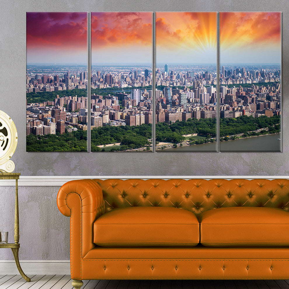 "New York Beautiful Manhattan Skyline" Canvas Print48"x28", 4-Panels