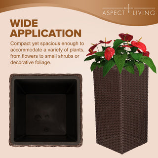 Sierra Square Wicker Planter 2-piece Set in Brown