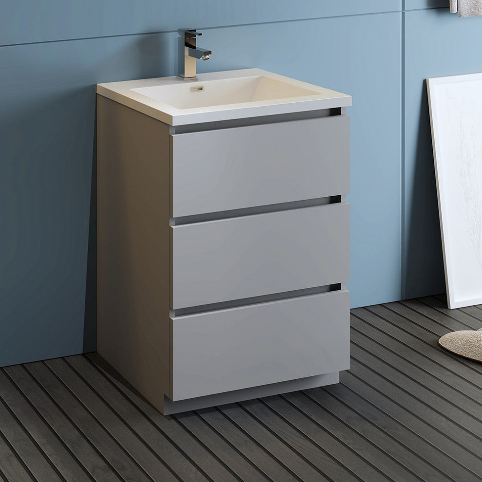 Fresca Lazzaro 24" Gray Cabinet With Integrated Sink