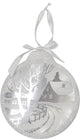 8" Pre-Lit  LED White Sparkle Winter Cottage Scene Round Christmas Ornament
