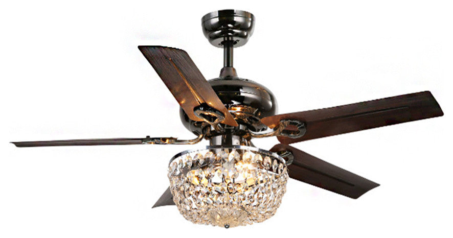 Angel 3-light Crystal 43-inch Bronze Chandelier Ceiling Fan