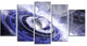 Beautiful Blue Flying Saucer, Blue, Floral Canvas Art Print, 60"x32", 5 Panels