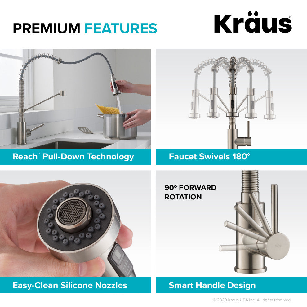 Bolden Commercial Style 2-Function Pull-Down 1-Handle 1-Hole Kitchen Faucet, Spot Free Antique Champagne Bronze W/ Water Filter Dispenser
