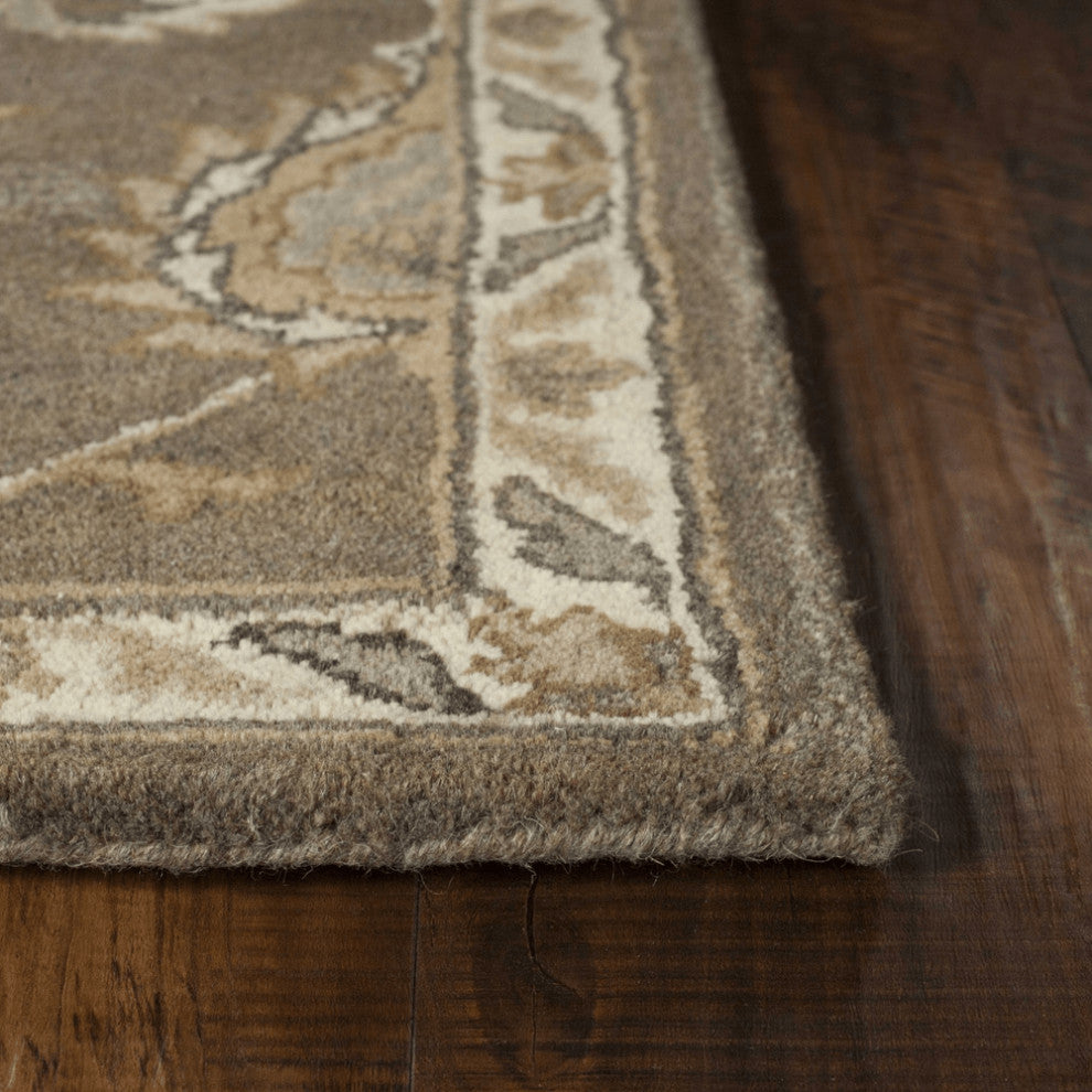3' X 5' Gray Floral Vines Hand Loomed Distressed Area Rug