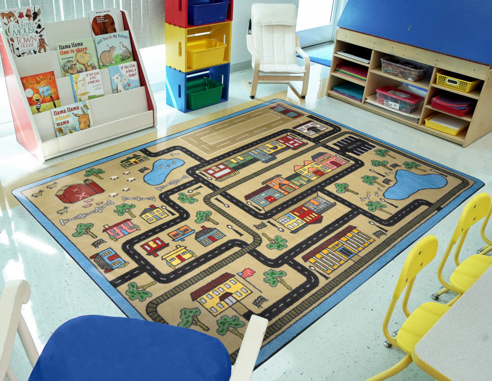 Kid Essentials Rug, Tiny Town, Sandstone, 5'4"x7'8"