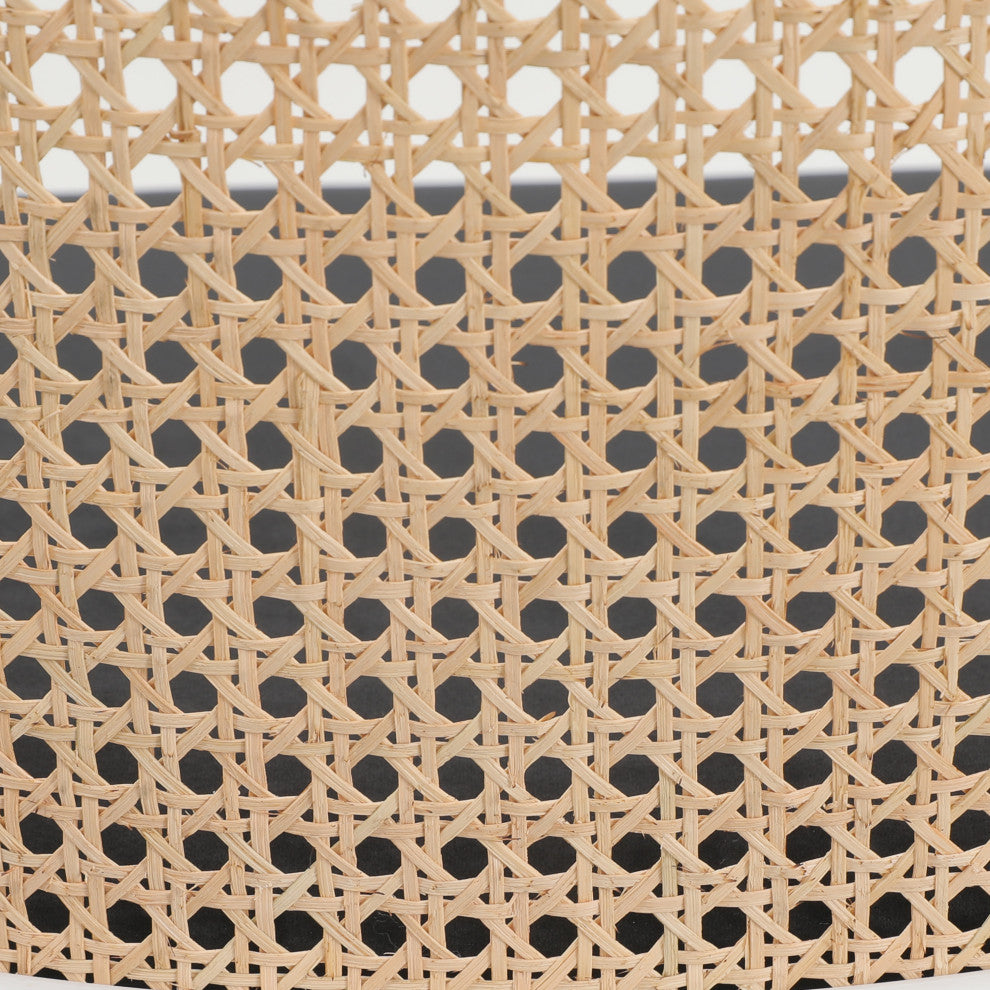 LeisureMod Ervilla Wicker Bar Stool With White Powder Coated Steel Frame, Black