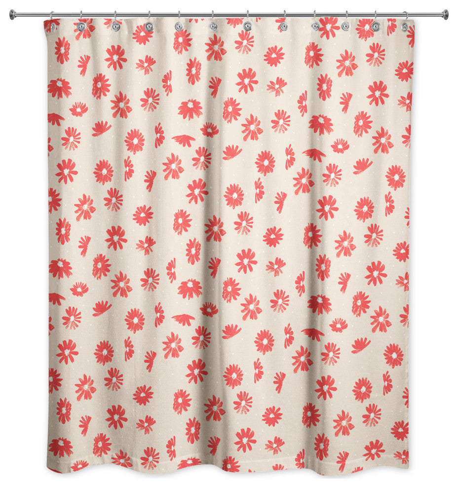 Painted Orange Flowers 71x74 Shower Curtain