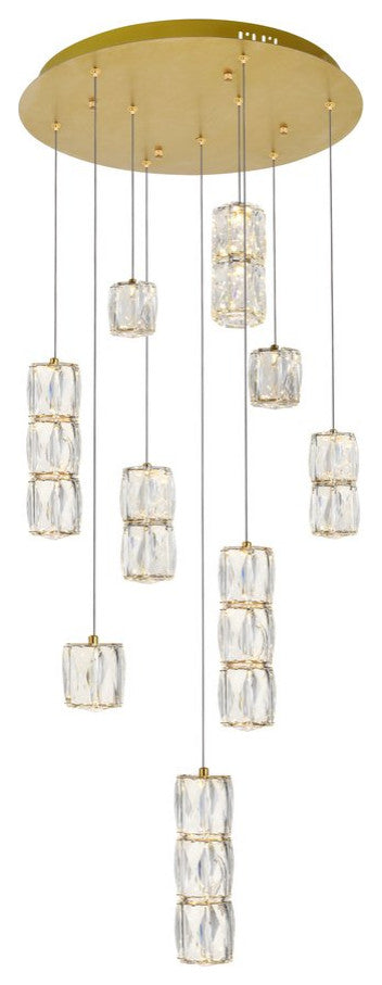 Paris LED Light Gold Pendant Clear Royal Cut Crystal