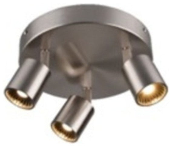 Cayman 3 in a Round Pan Ceiling Light, Satin Nickel