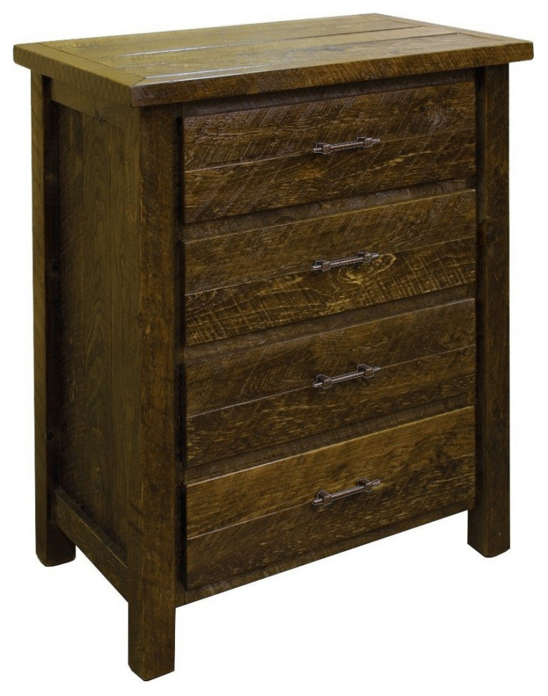 Rustic Barnwood Style Timber Peg 4-Drawer Chest, Driftwood