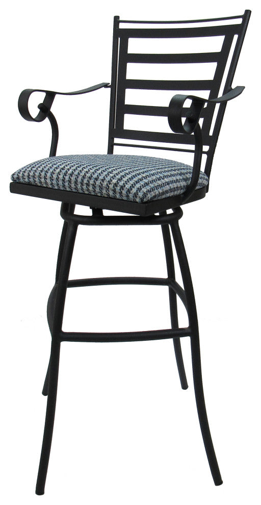 Outdoor Indoor Swivel Bar Stool Counter, Coco Indigo Blue on Black, 26"