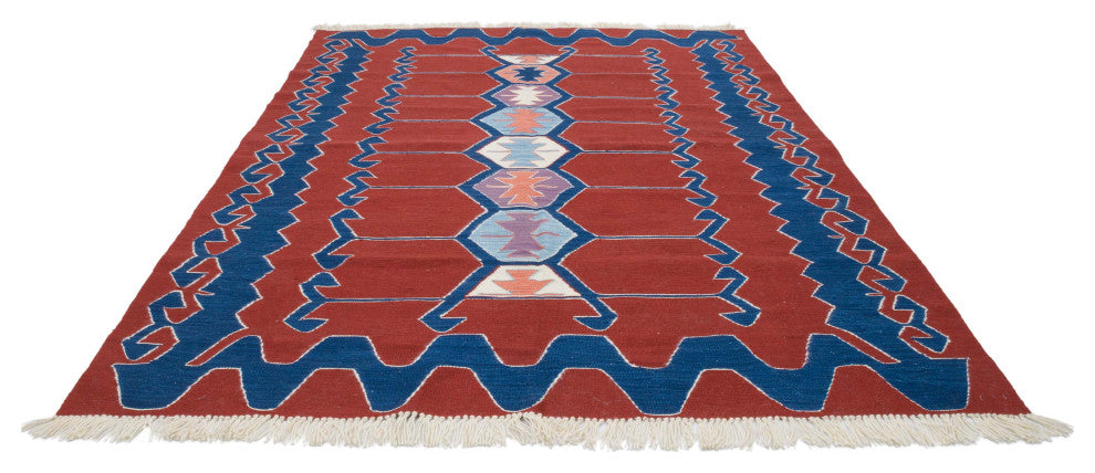 New Handwoven Turkish Kilim Rug 6' x 7' 10", 72 in. x 94 in.