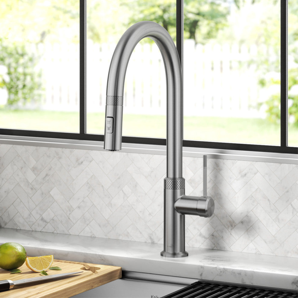Oletto Pull-Down 1-Hole Kitchen Faucet, Spot Free Stainless Steel